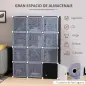 Armario Modular Plástico Estantería 12 Cubos con Puertas para Almacenamiento de Ropa Armario Ropero Organizador para Almacenamie