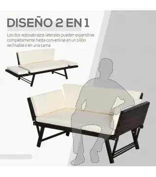 Sofá de Ratán de 2 Plazas