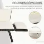 Sofá de Ratán de 2 Plazas Convertible en Cama Individual con Reposabrazos Abatibles y Cojines Acolchados Sofá Doble para Exterio