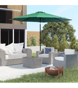 Sombrilla de Jardín Ø295x250 cm con Manivela Parasol Exterior con Mecanismo de Inclinación y Poste Desmontable de Metal para Ter