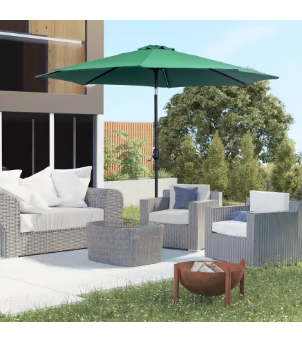 Sombrilla de Jardín Ø295x250 cm con Manivela Parasol Exterior con Mecanismo de Inclinación y Poste Desmontable de Metal para Ter