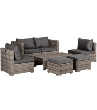 Conjunto 8 Piezas de Sofás de Ratán