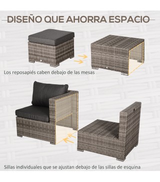 Conjunto 8 Piezas de Sofás de Ratán