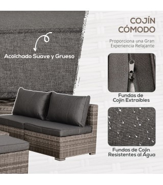 Conjunto 8 Piezas de Sofás de Ratán