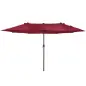 Sombrilla Doble para Jardín 455x265x238 cm Parasol Grande con Manivela Manual Protección Solar Color Rojo Vino