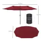 Sombrilla Doble para Jardín 455x265x238 cm Parasol Grande con Manivela Manual Protección Solar Color Rojo Vino