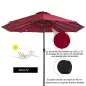 Sombrilla Doble para Jardín 455x265x238 cm Parasol Grande con Manivela Manual Protección Solar Color Rojo Vino