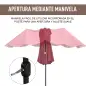 Sombrilla Doble para Jardín 455x265x238 cm Parasol Grande con Manivela Manual Protección Solar Color Rojo Vino