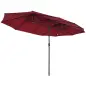 Sombrilla Doble para Jardín 455x265x238 cm Parasol Grande con Manivela Manual Protección Solar Color Rojo Vino