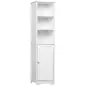 Armario Alto de Baño de 5 Niveles Columna Auxiliar de Baño con 3 Estantes 1 Puerta y Balda Ajustable 40x38x160 cm Blanco
