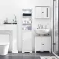 Armario Alto de Baño de 5 Niveles Columna Auxiliar de Baño con 3 Estantes 1 Puerta y Balda Ajustable 40x38x160 cm Blanco