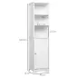 Armario Alto de Baño de 5 Niveles Columna Auxiliar de Baño con 3 Estantes 1 Puerta y Balda Ajustable 40x38x160 cm Blanco
