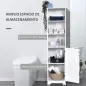 Armario Alto de Baño de 5 Niveles Columna Auxiliar de Baño con 3 Estantes 1 Puerta y Balda Ajustable 40x38x160 cm Blanco