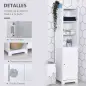 Armario Alto de Baño de 5 Niveles Columna Auxiliar de Baño con 3 Estantes 1 Puerta y Balda Ajustable 40x38x160 cm Blanco