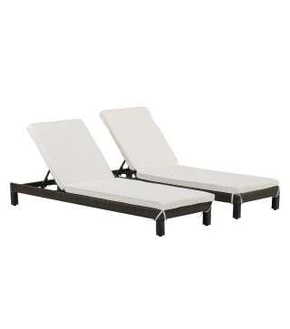 Set de 2 Tumbonas de Ratán