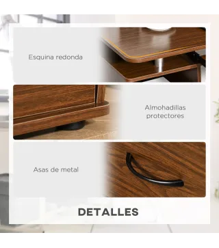 Mesa de Escritorio con Múltiples Estantes 2 Cajones Bandeja de Teclado y Soportes para Monitor CPU 120x55x85 cm Marrón