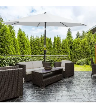 Sombrilla de Jardín Ø300x250 cm con Manivela Parasol Exterior con Mecanismo de Inclinación y Poste Desmontable de Metal para Ter