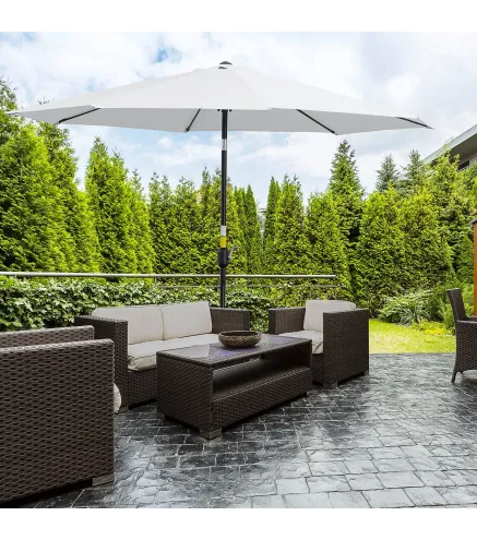 Sombrilla de Jardín Ø300x250 cm con Manivela Parasol Exterior con Mecanismo de Inclinación y Poste Desmontable de Metal para Ter