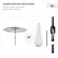 Sombrilla de Jardín Ø300x250 cm con Manivela Parasol Exterior con Mecanismo de Inclinación y Poste Desmontable de Metal para Ter