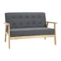 Sofá de 2 Plazas con Respaldo Cojines Acolchados Patas de Madera Antideslizantes Botones con Mechones 113x67x78 cm Gris