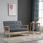 Sofá de 2 Plazas con Respaldo Cojines Acolchados Patas de Madera Antideslizantes Botones con Mechones 113x67x78 cm Gris