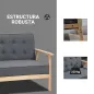 Sofá de 2 Plazas con Respaldo Cojines Acolchados Patas de Madera Antideslizantes Botones con Mechones 113x67x78 cm Gris