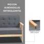 Sofá de 2 Plazas con Respaldo Cojines Acolchados Patas de Madera Antideslizantes Botones con Mechones 113x67x78 cm Gris