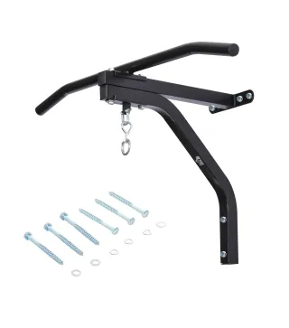 2 en 1 Barra de Dominadas para Pared de Acero Soporte de Saco de Boxeo Carga Máx. 130 kg 93x47x51 cm Negro