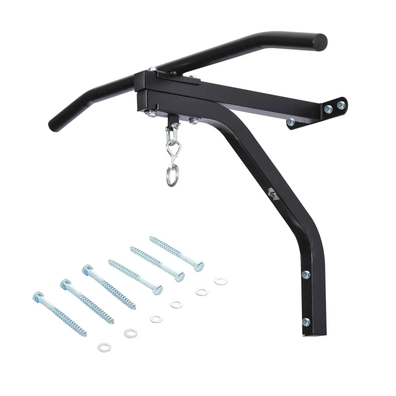 2 en 1 Barra de Dominadas para Pared de Acero Soporte de Saco de Boxeo Carga Máx. 130 kg 93x47x51 cm Negro