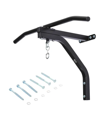 2 en 1 Barra de Dominadas para Pared de Acero Soporte de Saco de Boxeo Carga Máx. 130 kg 93x47x51 cm Negro