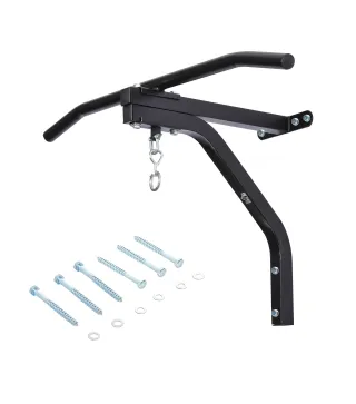 2 en 1 Barra de Dominadas para Pared de Acero Soporte de Saco de Boxeo Carga Máx. 130 kg 93x47x51 cm Negro