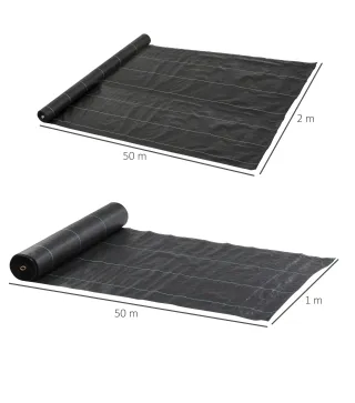 Malla Geotextil 2x50 m Malla de Jardín contra Malas Hierbas 130 g/m² Rollo de Malla Antimaleza Negro