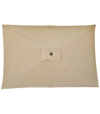 Sombrilla de Aluminio 200x300x253 cm Parasol Rectangular de Jardín Inclinable con Manivela y Poste Desmontable Caqui
