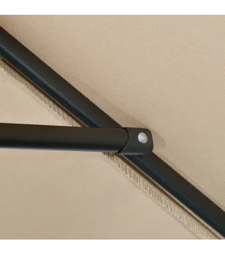 Sombrilla de Aluminio 200x300x253 cm Parasol Rectangular de Jardín Inclinable con Manivela y Poste Desmontable Caqui