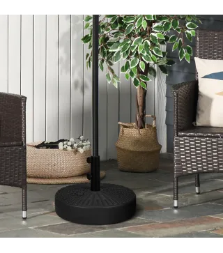 Soporte para Parasol Rellenable de Agua 22 kg y Arena 29 kg para Poste de Sombrilla de Ø38/48 mm Ø51x36 cm
