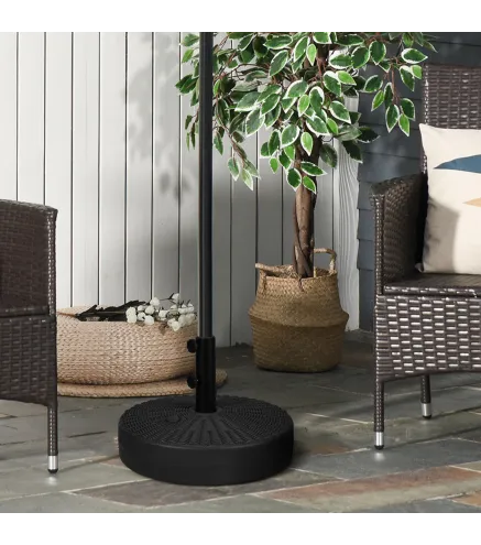 Soporte para Parasol Rellenable de Agua 22 kg y Arena 29 kg para Poste de Sombrilla de Ø38/48 mm Ø51x36 cm