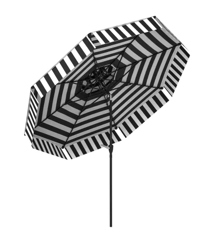 Sombrilla de Jardín Inclinable Ø263 cm con Protección UV30+ Techo Doble Ventilado y Manivela para Patio Jardín y Piscina