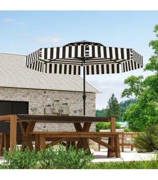 Sombrilla de Jardín Inclinable Ø263 cm con Protección UV30+ Techo Doble Ventilado y Manivela para Patio Jardín y Piscina