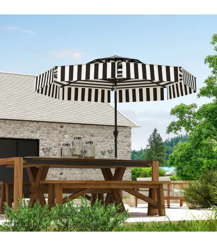 Sombrilla de Jardín Inclinable Ø263 cm con Protección UV30+ Techo Doble Ventilado y Manivela para Patio Jardín y Piscina