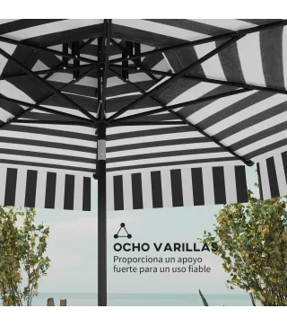Sombrilla de Jardín Inclinable Ø263 cm con Protección UV30+ Techo Doble Ventilado y Manivela para Patio Jardín y Piscina