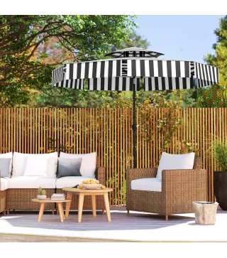 Sombrilla de Jardín Inclinable Ø263 cm con Protección UV30+ Techo Doble Ventilado y Manivela para Patio Jardín y Piscina