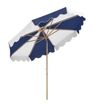 Sombrilla Grande con Protección UV 50+ y Toldo Ajustable para Jardín Patio y Terraza Ø2,67x2,38 m Rayas Azul y Blanco