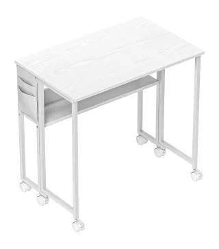 Escritorio Plegable con Ruedas Balda y Bolsillo de Almacenaje Ideal para Espacios Pequeños 80x50x75 cm Blanco