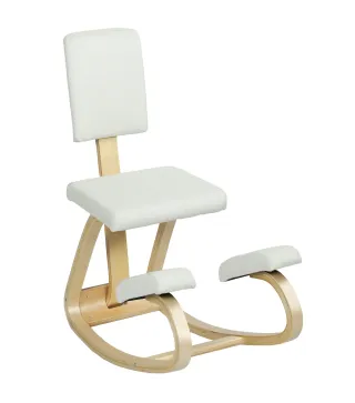 Silla Ergonómica de Rodillas con Respaldo Cojines Acolchados Marco de Madera para una Mejor Postura Oficina Crema