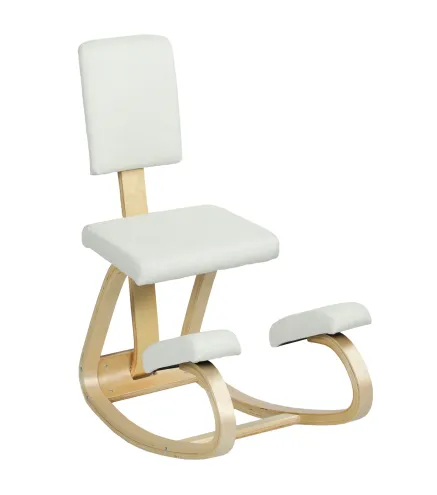 Silla Ergonómica de Rodillas con Respaldo Cojines Acolchados Marco de Madera para una Mejor Postura Oficina Crema