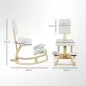 Silla Ergonómica de Rodillas con Respaldo Cojines Acolchados Marco de Madera para una Mejor Postura Oficina Crema