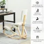 Silla Ergonómica de Rodillas con Respaldo Cojines Acolchados Marco de Madera para una Mejor Postura Oficina Crema