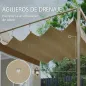 Pérgola de Pared de Jardín 3x3 m con Techo Retráctil Protección UPF30+ Drenaje Cenador de Jardín para Exterior Beige