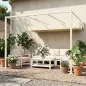 Pérgola de Pared de Jardín 3x3 m con Techo Retráctil Protección UPF30+ Drenaje Cenador de Jardín para Exterior Beige