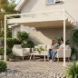 Pérgola de Pared de Jardín 3x3 m con Techo Retráctil Protección UPF30+ Drenaje Cenador de Jardín para Exterior Beige